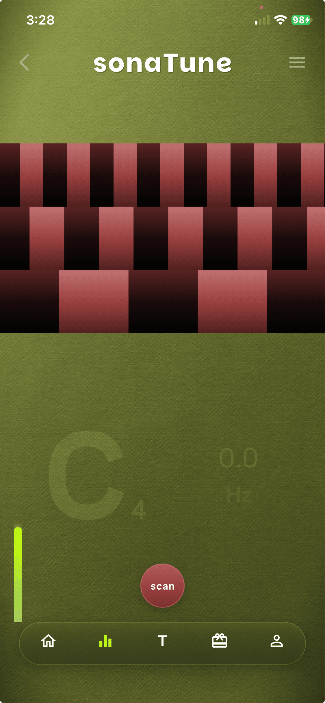 Tuner before scanning — the scan button